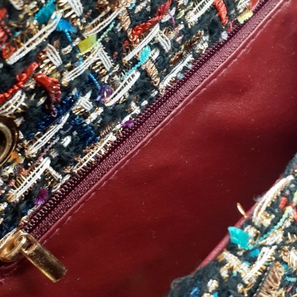 Nove Black-Multicoloured Quilted Metallic Tweed Flap Crossbody Bag - Picture 9 of 10